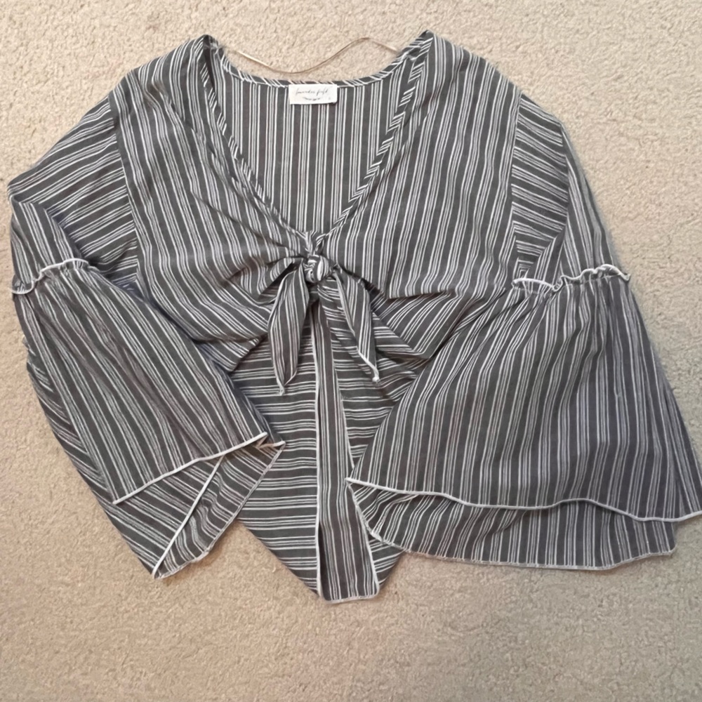 Tie in front top with bell sleeves